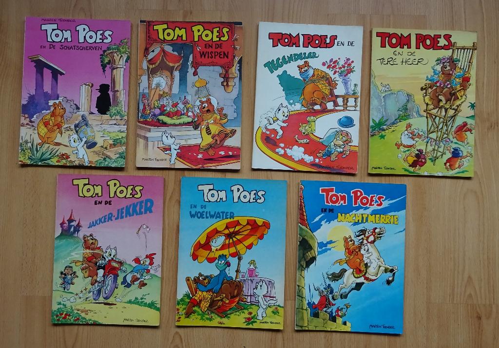 Tom Poes boekjes, 7 stuks, 1e druk, Meerdere stripboeken, Ophalen of Verzenden, Gelezen
