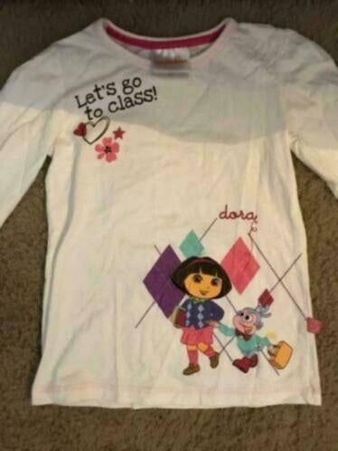 wit shirt in maat 122 Dora & Boots, Ophalen, C&A, Meisje, Zo goed als nieuw