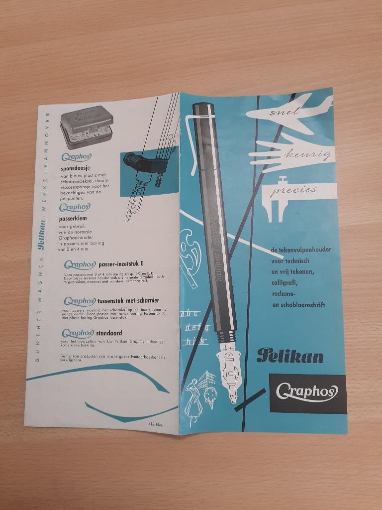Pelikan Graphos tekenvulpenhouder oud folderboekje, Ophalen, Zo goed als nieuw, Overige typen