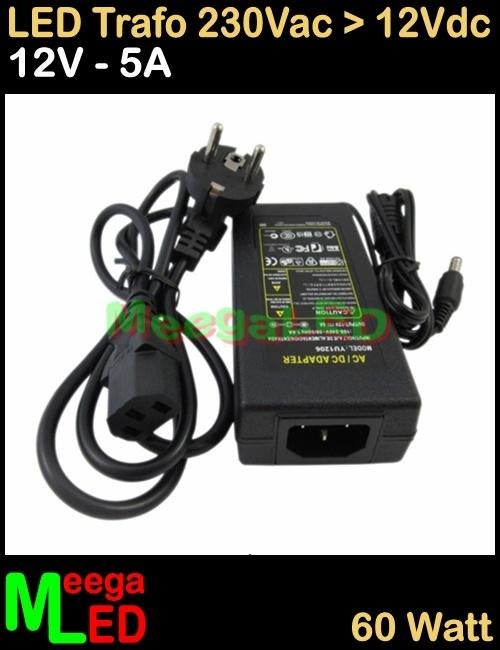 LED Trafo Voeding Adapter Driver - 230V > 12V - 5A = 60W - S, Ophalen of Verzenden, Nieuw, LEDtrafo