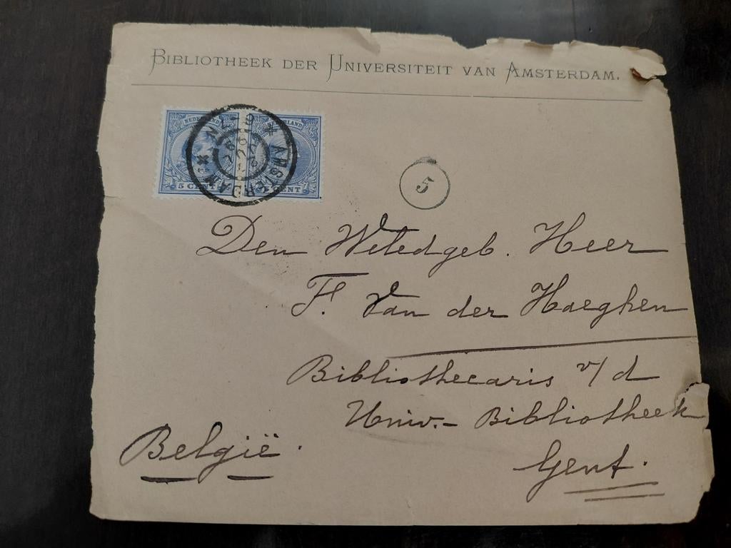 Envelop met 2x Nvphnr. 35 AMSTERDAM  27 JULI 1899, Ophalen of Verzenden, Envelop
