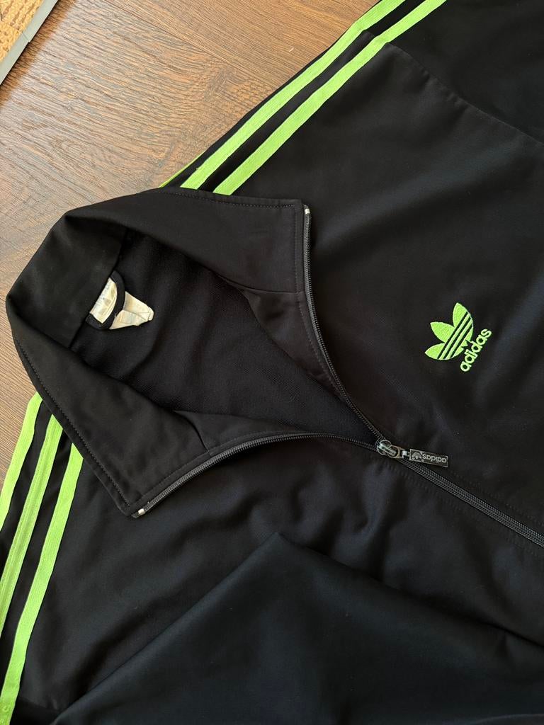 Vintage Adidas jacket 90s black poison green, Maat 48/50 (M), Zwart, Ophalen of Verzenden, Gedragen