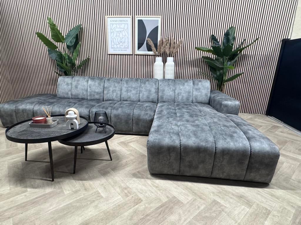 ZGAN GOOSSENS Hoekbank Lewis - Vergrijsd Groen - 370x195