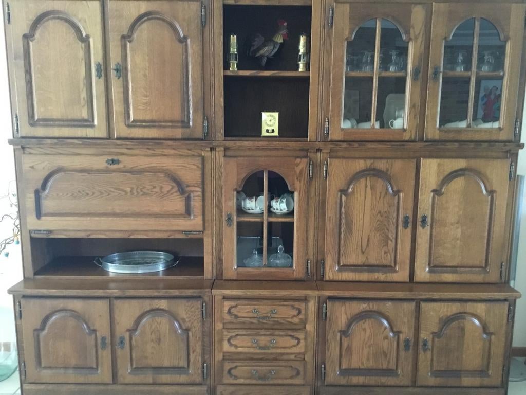 Eikenhouten wandmeubel, Ophalen, Gebruikt, Eikenhout, Met deur(en)