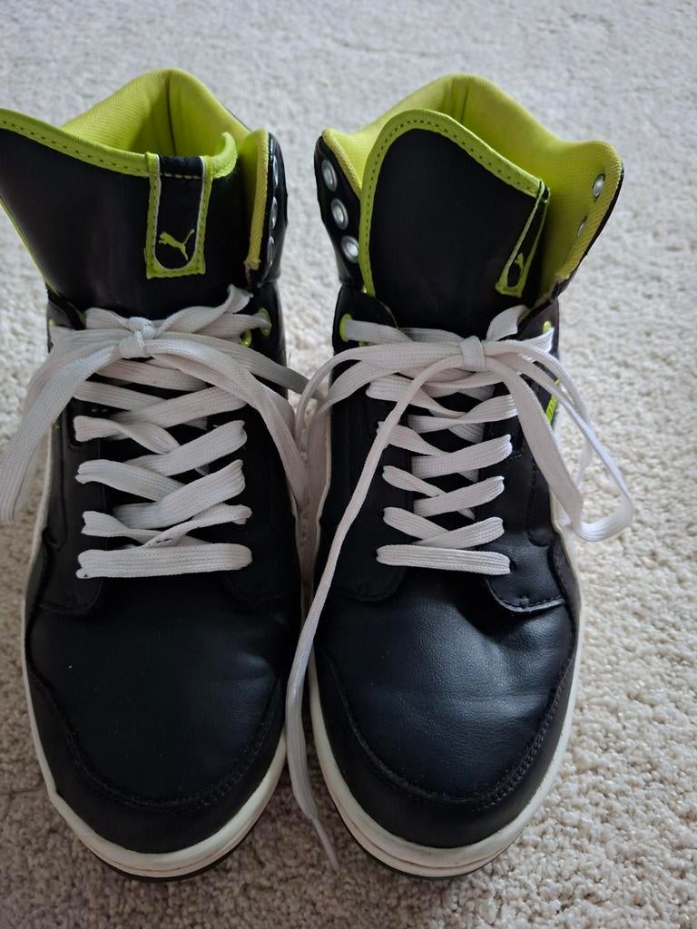 Puma basketbalschoenen, zwart/wit/geel, maat 43, Sport en Fitness, Basketbal, Ophalen of Verzenden, Zo goed als nieuw, Schoenen