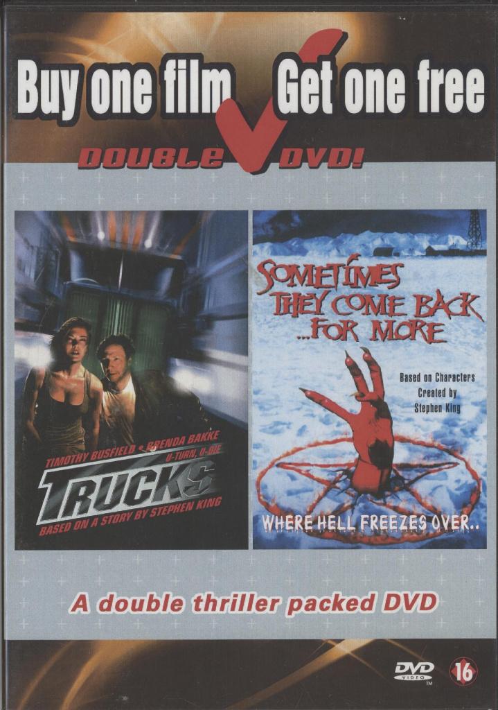 43) 2 films; Trucks & Sometimes They Come Back for More, Vanaf 16 jaar, Ophalen of Verzenden, Gebruikt, Actiethriller