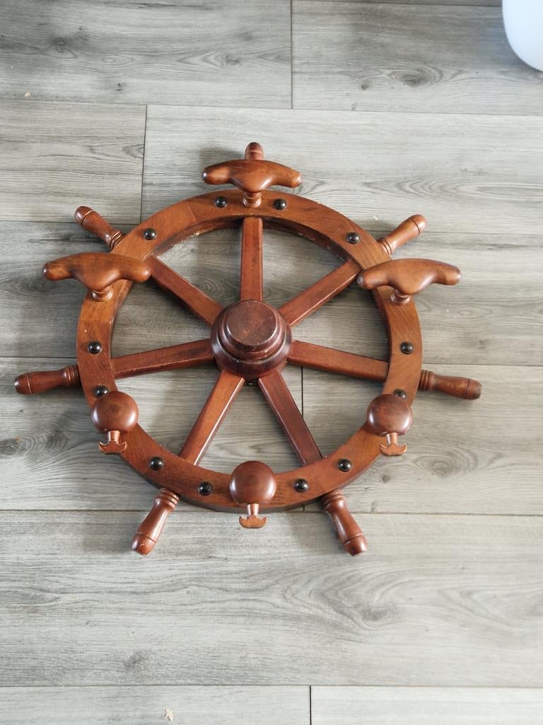 Kapstok bootstuur  / boot stuurwiel  vintage, Gebruikt, Minder dan 100 cm, Hout, Ophalen