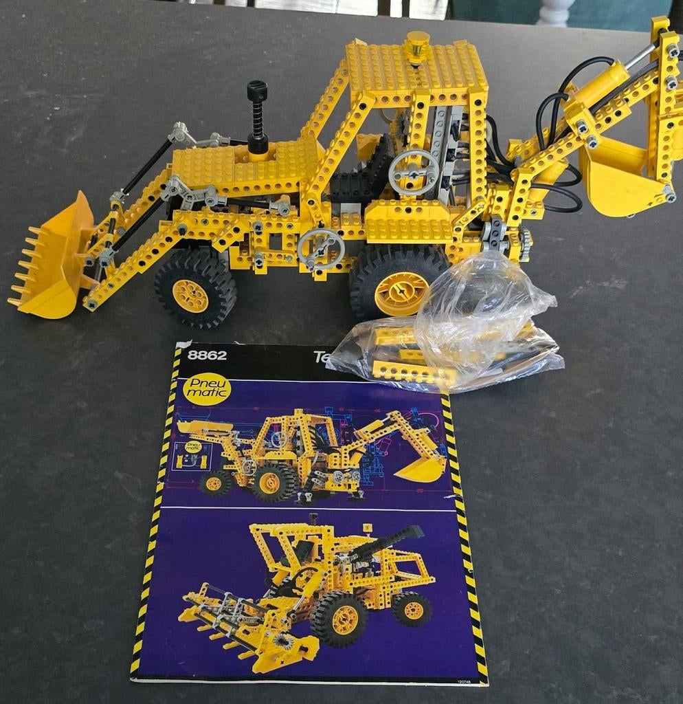 Lego Technic 8862 Backhoe loader met Pneumatiek, Ophalen, Gebruikt, Complete set, Lego