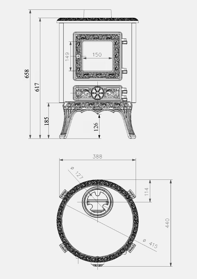 Gietijzeren Houtkachel | Nordflam Palestro Patina (7 KW), Niet ingevuld, Niet ingevuld, Ophalen of Verzenden, Nordflam