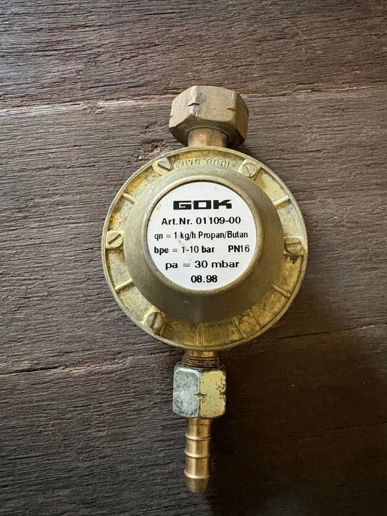 Gasdrukregelaar 30 mbar Propaan/Butaan 1-10 bar, Ophalen of Verzenden, Gebruikt