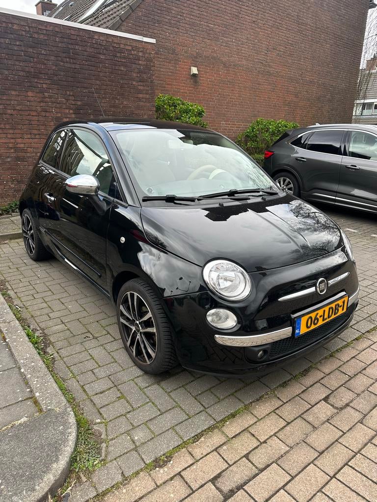 Fiat 500 1.4 16V 2009 Zwart NIEUWE APK, Auto's, Voorwielaandrijving, 31 €/maand, 4 cilinders, 100 pk