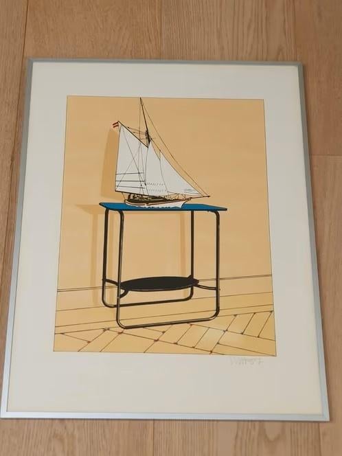 Zeefdruk Hans Wap genaamd - De Zeiltafel AH Dagelijks leven., Ophalen