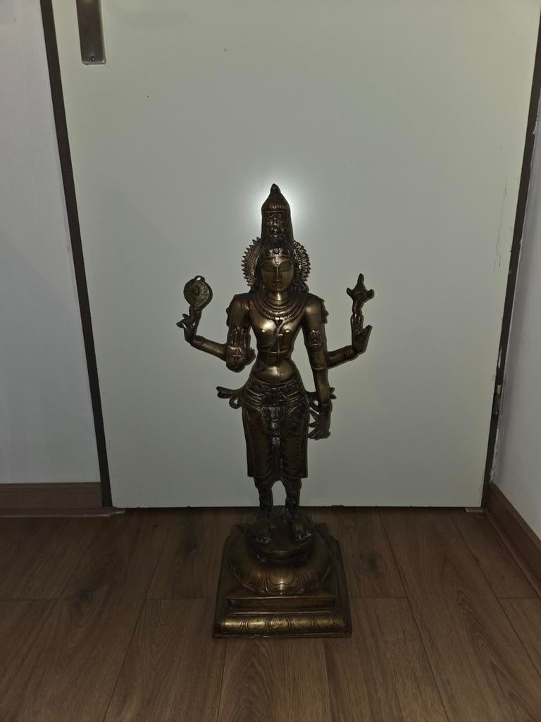 Mooi Bronzen Lakshmi Beeld - 70cm, 16kg, Antiek en Kunst, Antiek | Koper en Brons, Ophalen of Verzenden