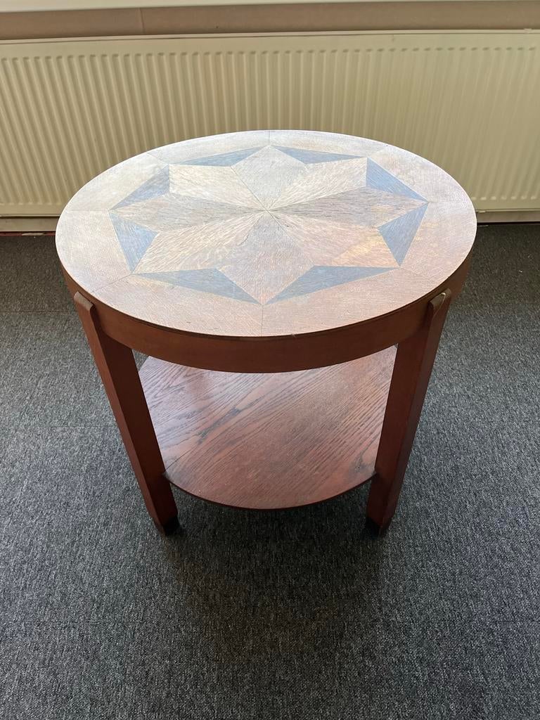 Houten bijzettafel met sterpatroon, 45 tot 60 cm, Gebruikt, Rond, Hout