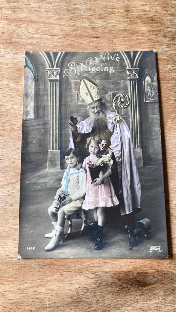 Oude ansichtkaart Sinterklaas Vive St. Nicolas, Ophalen of Verzenden, Voor 1920, Gelopen