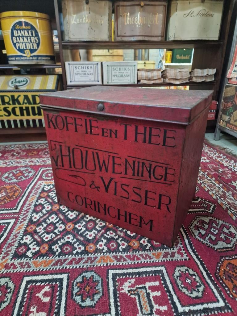 Antieke Koffie- en Thee winkelblik van Houweninge & Visser, Verzamelen, Blikken, Ophalen of Verzenden, Gebruikt, Koffie