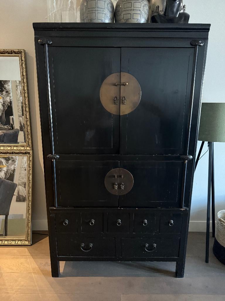 Zwarte Chinese kast met lades, stijlvolle eyecatcher, Ophalen