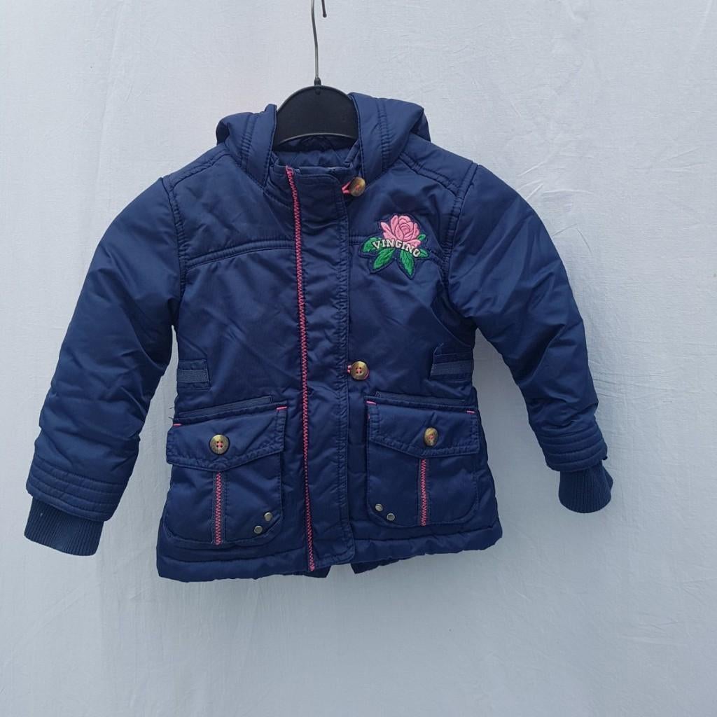 Stoere blauwe meiden winterjas mt 92 merk Vingino, Meisje, ., Ophalen of Verzenden, Zo goed als nieuw