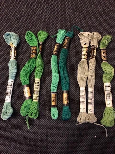 borduurgaren DMC groen 503 - 702 - 913 - 991 - 3023 - 3347, Ophalen of Verzenden, Nieuw, Handborduren, Borduurgaren of Zijde