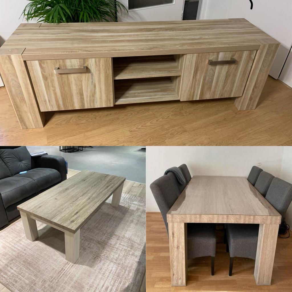 Tv meubel Stone salontafel Ett tafel Ettin grijze eik, Huis en Inrichting, 100 tot 150 cm, Eikenhout, Zo goed als nieuw, Minder dan 50 cm