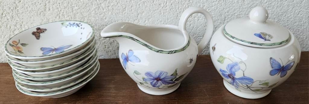 Janneke Brinkman Fruits & Flowers 8 theetips, suiker melkset, Ophalen of Verzenden, Zo goed als nieuw, Porselein, Overige typen