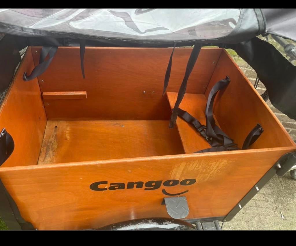 Cangoo bakfiets, Gebruikt, Huif, 2 kinderen, Ophalen