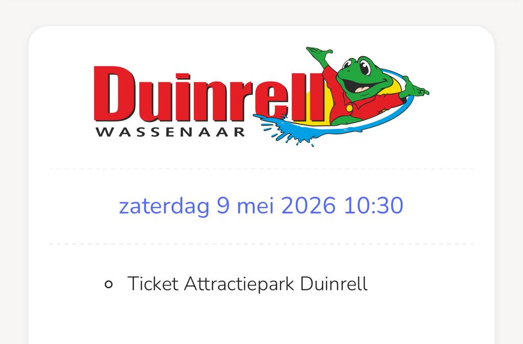 2x Tickets Duinrell, Twee personen, Ticket of Toegangskaart