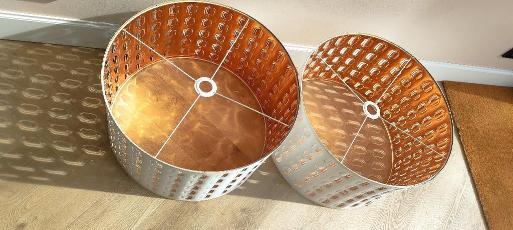 Ikea Nymö lampenkappen 2 stuks samen, Ophalen, Rond, Zo goed als nieuw, Crème