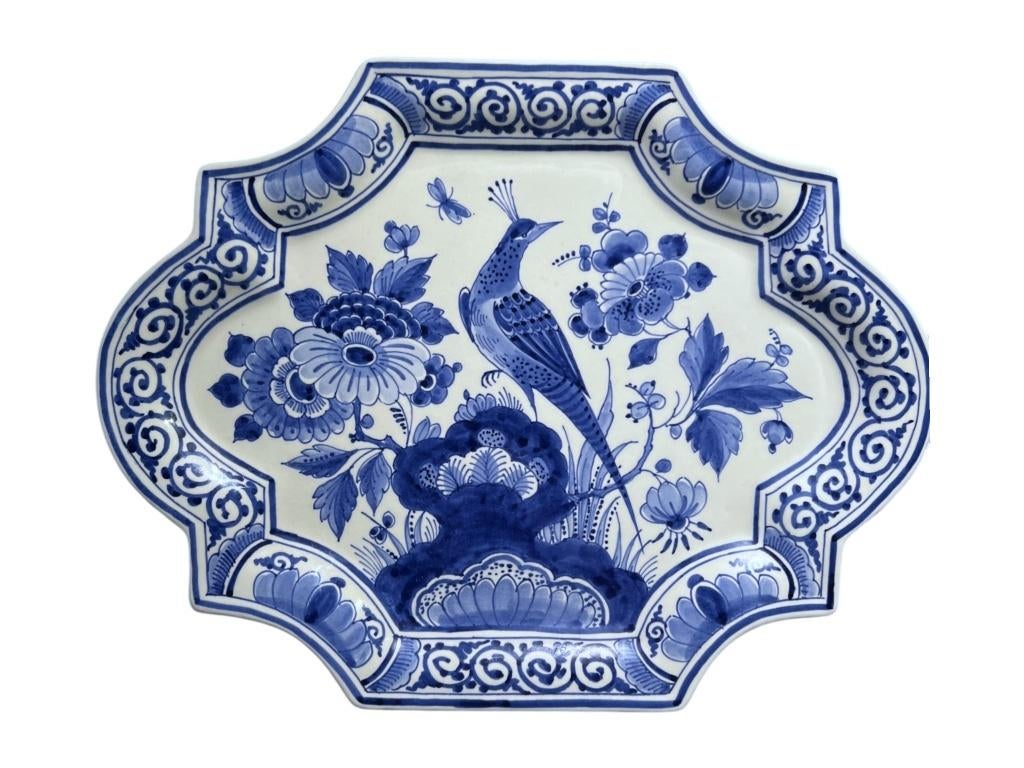 Delfts blauw wandbord met vogel – De Porceleyne Fles (1977), Antiek en Kunst, Ophalen of Verzenden