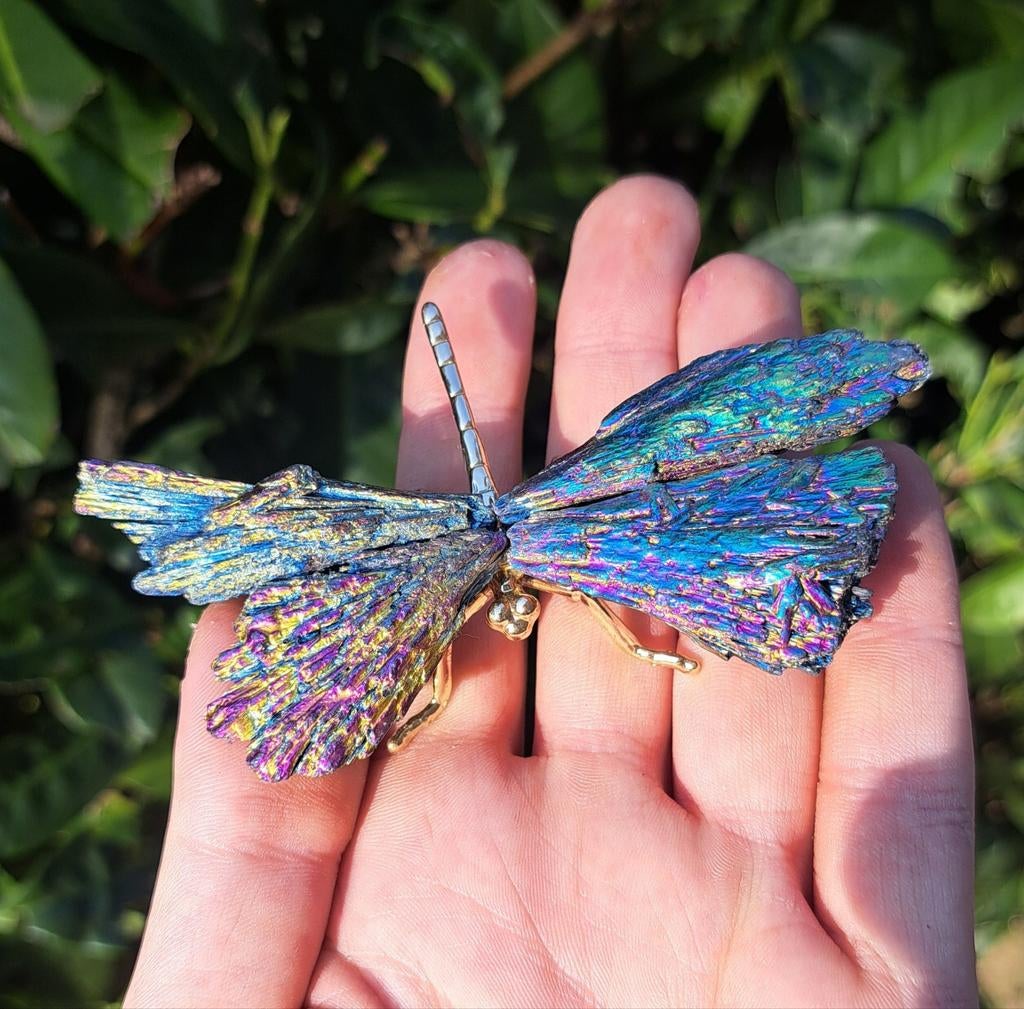 Prachtige libbelle met Kyaniet regenboog vleugels edelsteen, Ophalen of Verzenden