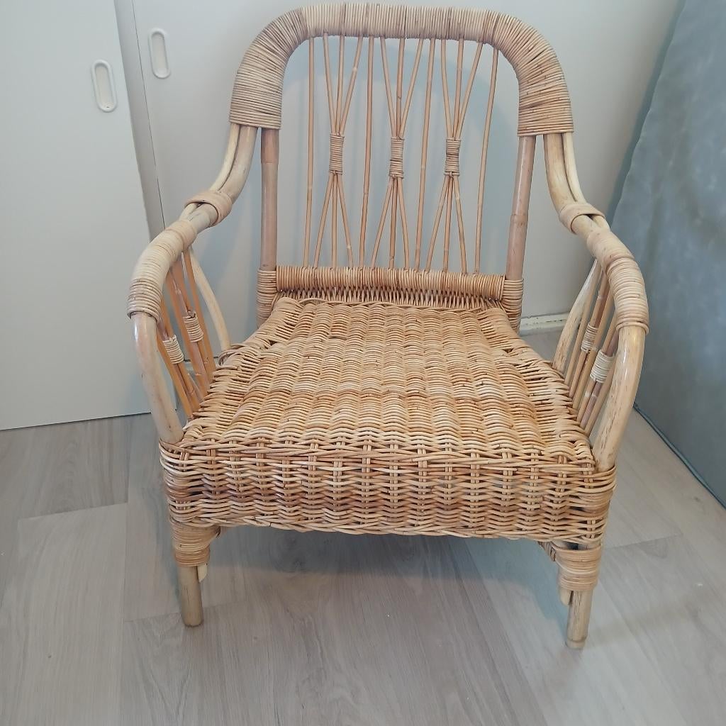 Rieten stoel, Huis en Inrichting, Stoelen, Ophalen, Bruin, Riet of Rotan, Zo goed als nieuw