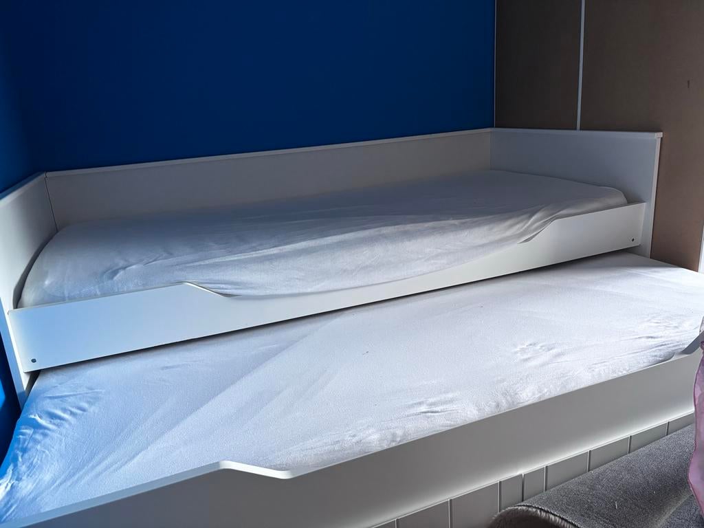 Bed 90x200 met onderschuifbed en 2 lades, Ophalen, Gebruikt, 90 cm, Eenpersoons