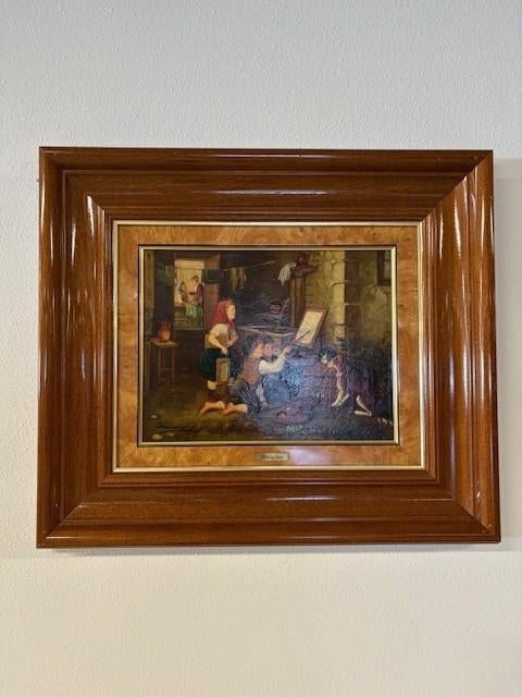 Schilderij : Kinderen met honden en schildersezel, Ophalen