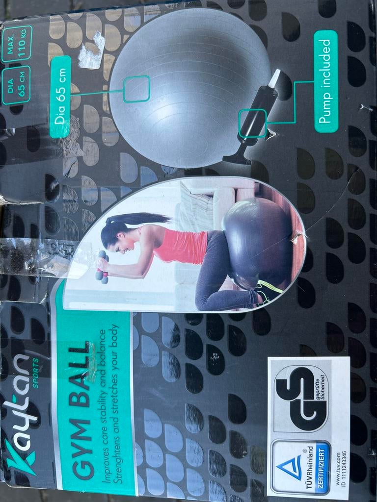 Kaytan Sports Gym Ball 65 cm met pomp - Nieuw in doos, Ophalen of Verzenden, Nieuw, Fitnessbal