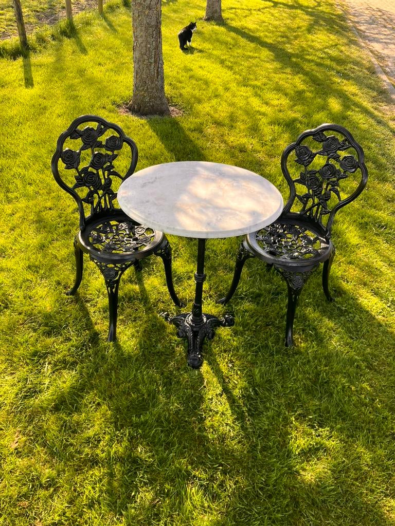 Gietijzeren bistrosetje, Overige materialen, Gebruikt, Stoel, Tuinset