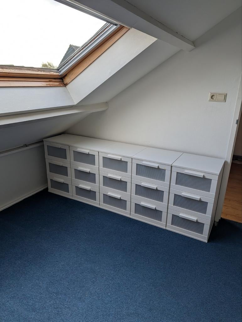 5 witte kastjes met 3 lades, Huis en Inrichting, Ophalen, Gebruikt, 25 tot 50 cm, Minder dan 100 cm