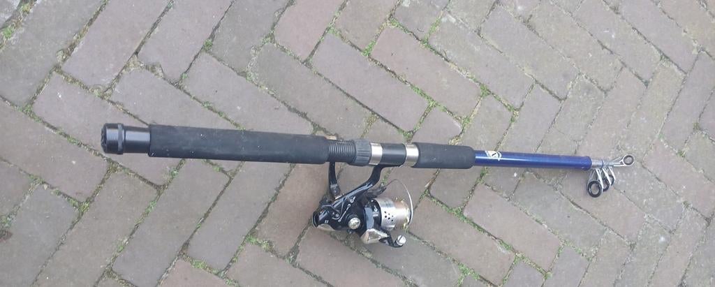 Vishengel met molen, Ophalen of Verzenden, Gebruikt, Complete hengel