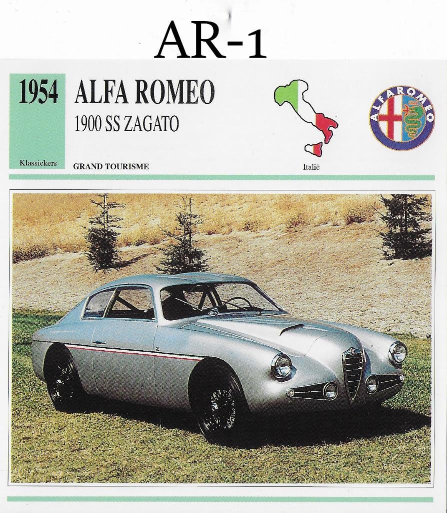 Ar1 autokaart alfa romeo 1900 ss zagato ( 1954 ), Ophalen of Verzenden, Zo goed als nieuw, Auto's