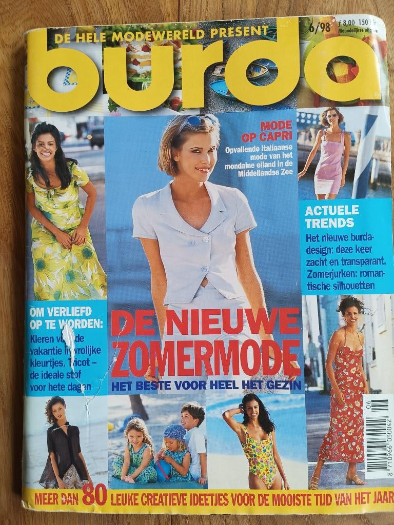 Burda juni 1998 met een korte broek voor de man en badpak, Ophalen of Verzenden, Zo goed als nieuw, Vrouw, Burda