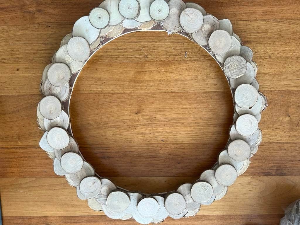 Krans van houtschijfjes - ca. 43cm doorsnede, Verzenden, Nieuw