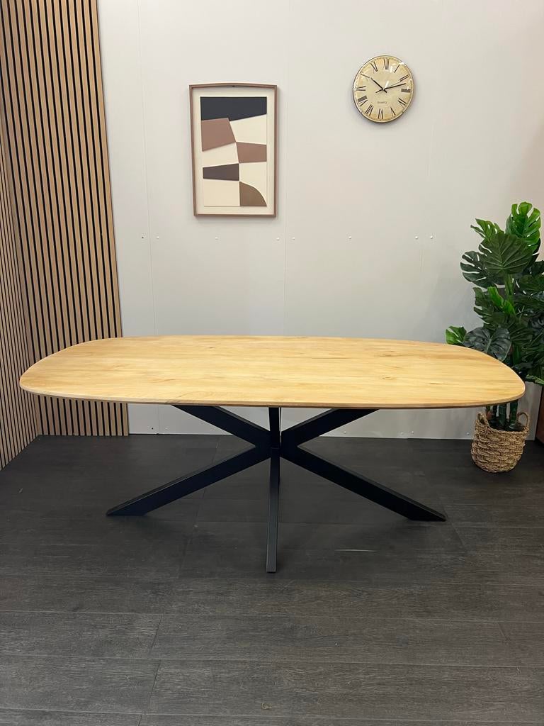 Deens ovale eettafel mangohout, Huis en Inrichting, Ophalen, 50 tot 100 cm, Vijf personen of meer, Ovaal