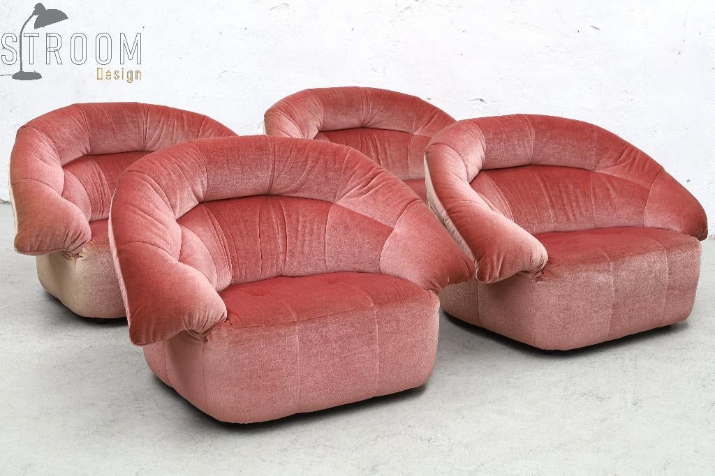 Jaren 70 Mohair fauteuils Vintage Design Ligne Roset stijl, Gebruikt, Onbekend, 75 tot 100 cm, Onbekend