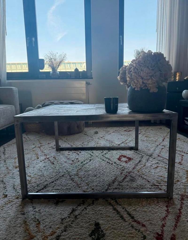 Riviera Maison Salontafel Hout/Metaal, Ophalen, Gebruikt, Vierkant, 50 tot 100 cm