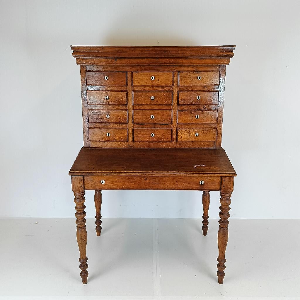 Prachtig uniek antiek notarisbureau met werkende klokkenbel, Ophalen of Verzenden