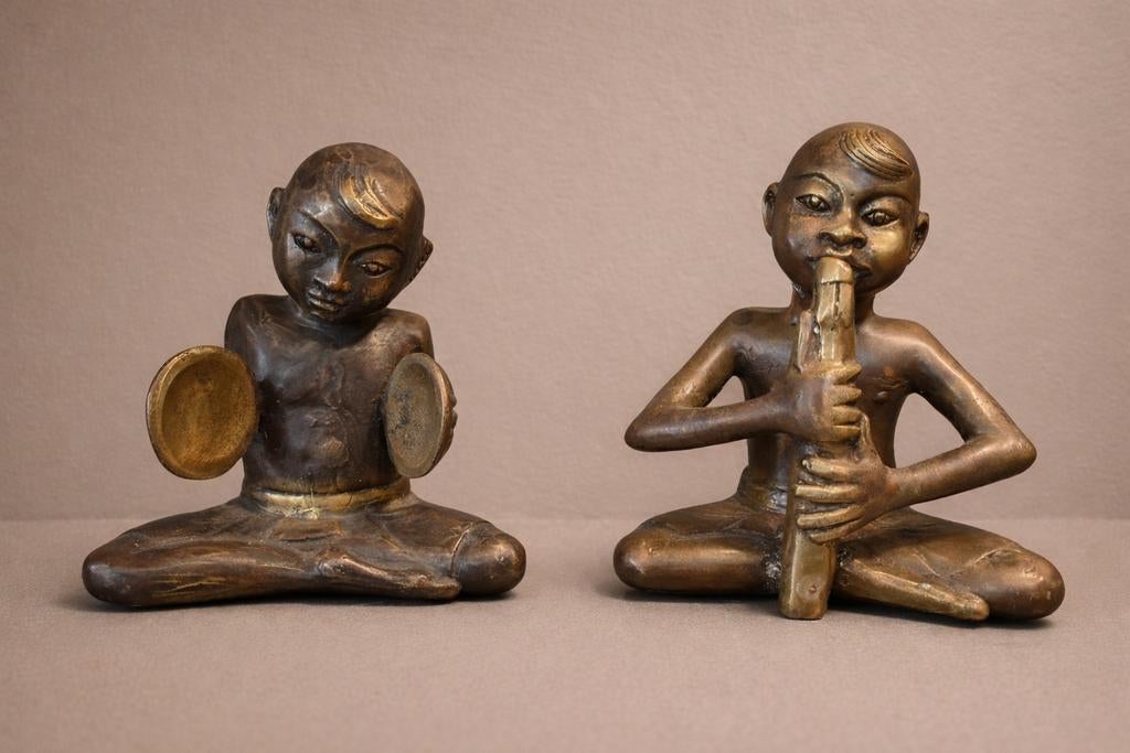 Bronzen muzikanten Balinees, Antiek en Kunst, Kunst | Beelden en Houtsnijwerken, Ophalen of Verzenden