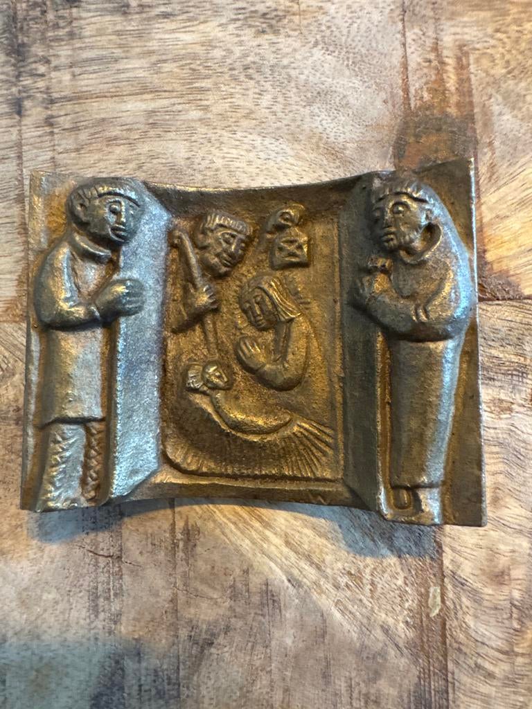 Bronzen reliëf Egino Weinert - Kersttafereel, Ophalen of Verzenden