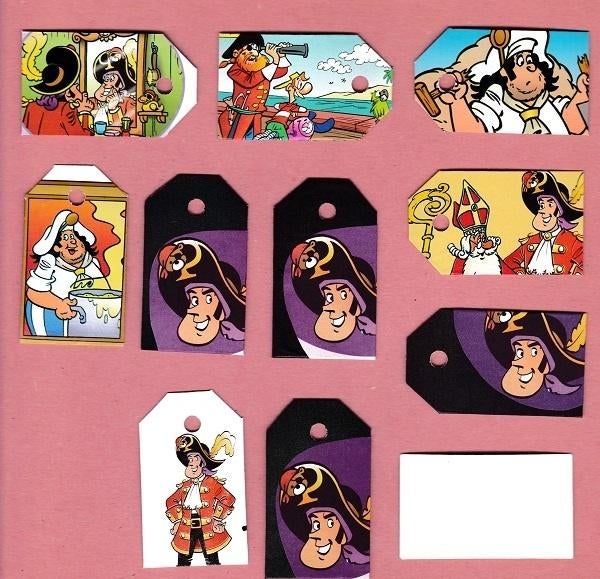 8720) piraten, loekie, piet piraat labeltjes, Ophalen of Verzenden, Zo goed als nieuw, Versiering, Abraham of Sarah