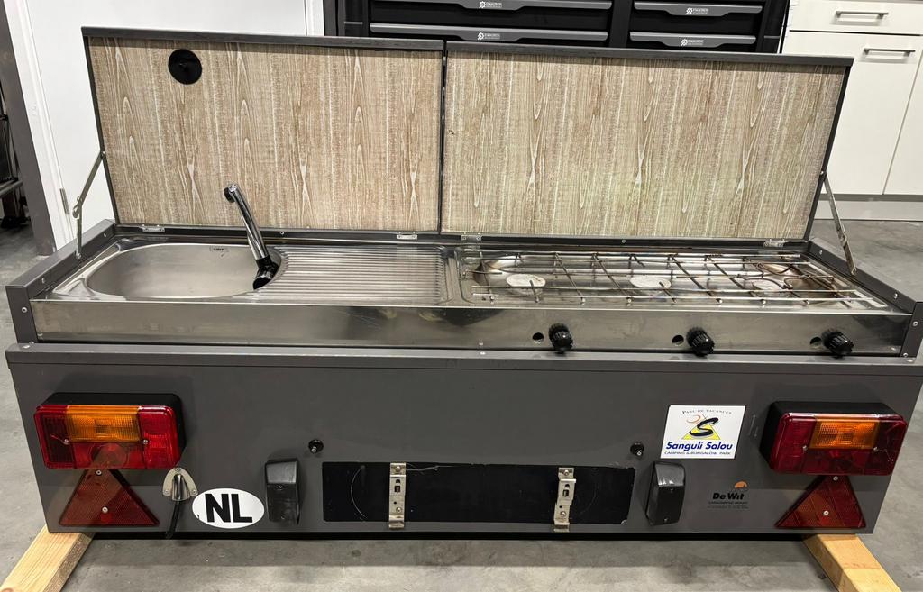 Complete jamet 3-pits bermkeuken met roestvrijstalen wasbak, Caravans en Kamperen, Kampeeraccessoires, Ophalen, Gebruikt