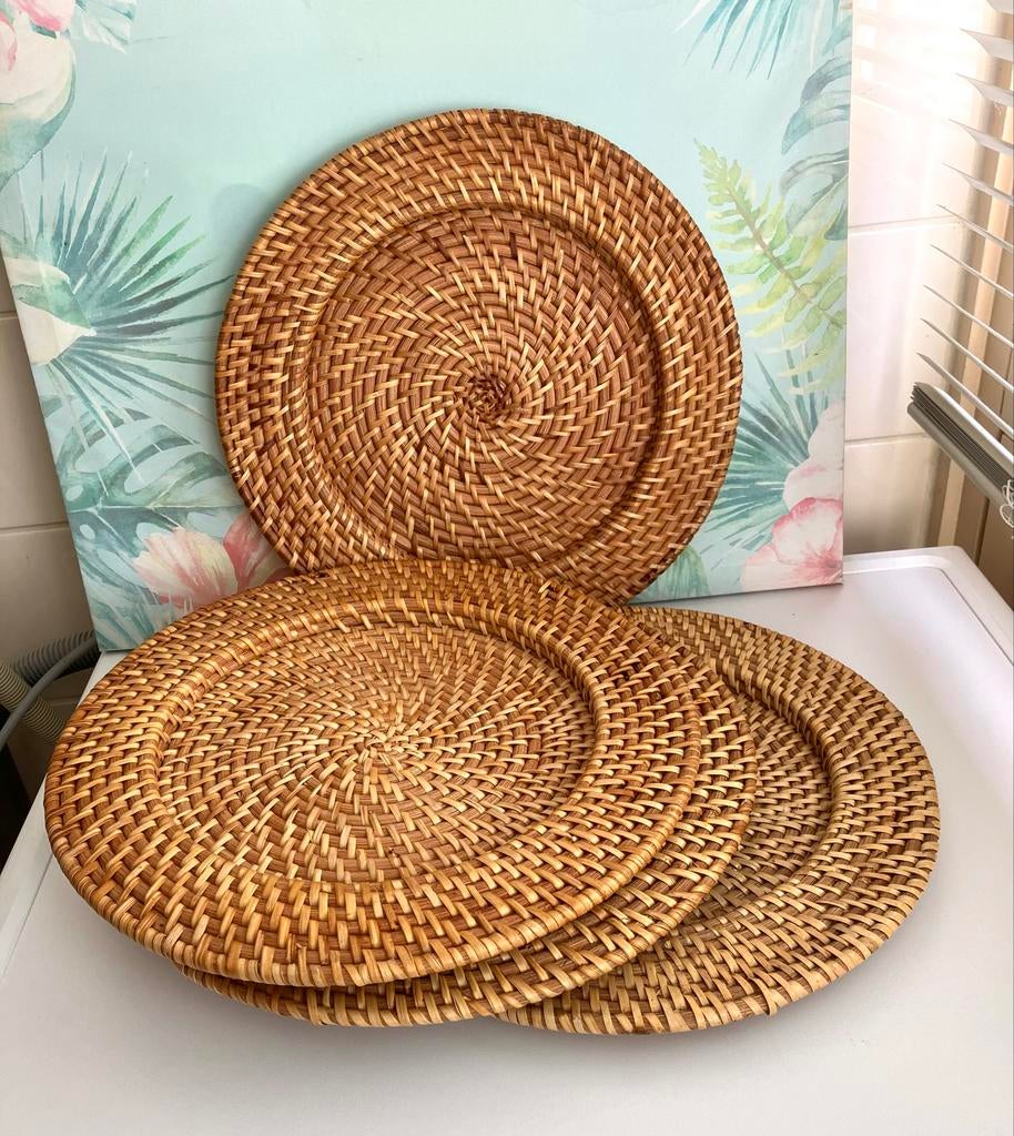 Set van 4 Rotan Birma Rieten Onderborden, Huis en Inrichting, Keuken | Servies, Overige materialen, Ophalen of Verzenden, Zo goed als nieuw