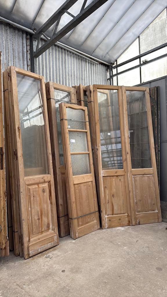 Antieke glasdeuren veranda deuren, Ophalen of Verzenden, Zo goed als nieuw, Binnendeur, 200 tot 215 cm